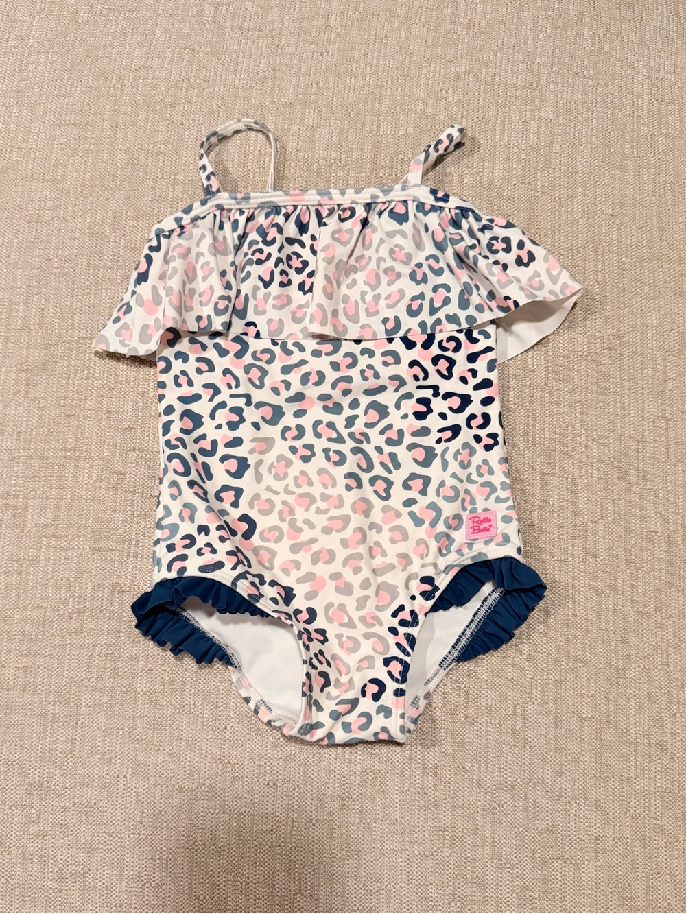Ruffle Butts Pink & Navy Leopard Ruffle One-Piece Swimsuit